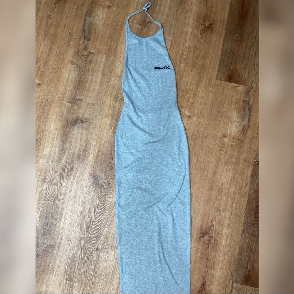 Prix gray tassadar halter dress